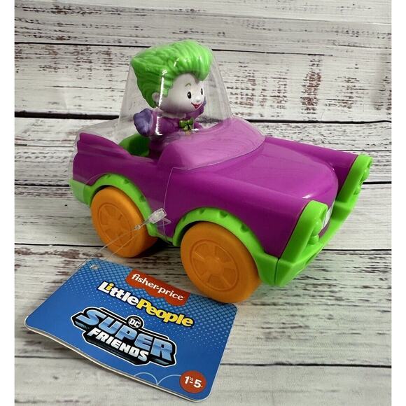 Fisher Price Little People DC Super Friends Vehicles and Removable Joker - Picture 2 of 10